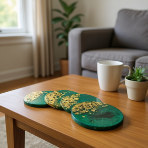 "Premium Eco-Friendly Resin <b>Tea</b> Coaster <b>Set</b> for Coffee Tables-Handmade Decorative Eco-Quality" - Product Image 3