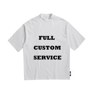 T-shirt de luxe épais à col montant noir en coton uni pour homme, t-shirt unisexe vierge personnalisable - Product Image 2