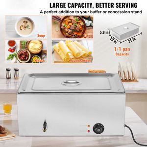 24QT Professional Commercial <b>Electric</b> Steam Table Full Size <b>Pan</b> 1200W Commercial Food Warmer Stainless Warming Holding Equipment - Product Image 2