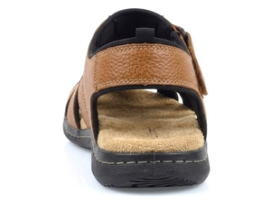 Sandales gladiateur en cuir véritable marron pour homme, à brides croisées, fermeture auto-agrippante, classiques, décontractées, confortables pour l'été - Product Image 4