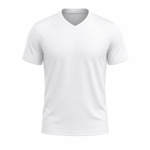 Maillot de football pour homme à col en V, manches courtes, évacuation de l'humidité, blanc, polyester, coupe classique, toutes saisons - Product Image 1