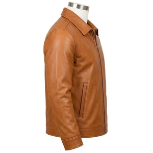 Top Quality <b>Men</b> <b>Leather</b> <b>Jacket</b> Designed With Durable Fabric And Comfortable Fitting Featuring Smooth Finishing Neat Stitching - Product Image 3