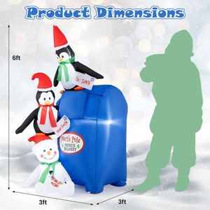 Pinguini e pupazzi di neve gonfiabili natalizi con luci LED - Decorazione da giardino per le festività all'aperto di 1,8 m - Product Image 4