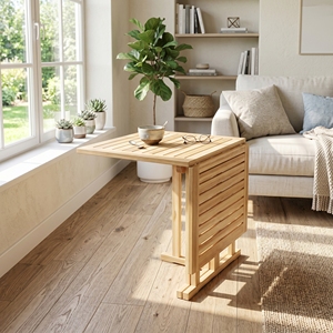 new modern minimalist teak wood drop leaf <b>folding</b> table indoor outdoor patio space saving <b>desk</b> living room furniture collections - Product Image 2