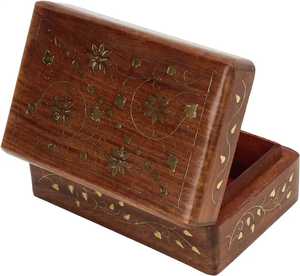 Handmade Wooden Jewelry Box Brass Corner Fittings <b>Storage</b> <b>Chest</b> Latch Lock Keepsake Box Vintage Wood Organizer Case - Product Image 5