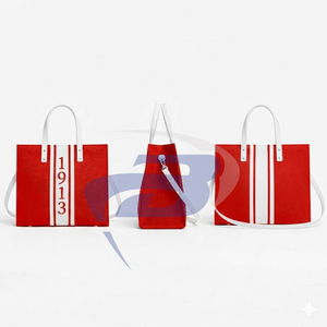 Delta |   Sigma |   Bolso Tote de Yute Resistente al Agua con Cremallera y Letras Griegas Elegantes para Miembros de la Hermandad Theta - Product Image 3