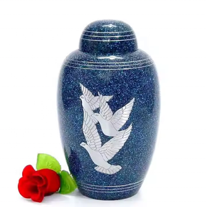 Urnas funerarias metálicas clásicas con acabado de mármol blanco perla melocotón, las urnas funerarias más vendidas de Falah International - Product Image 4