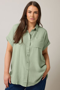 Breathable <b>Linen</b> Rayon Short Sleeve Women Shirts Custom Print Button up Shirts - Product Image 4