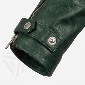 Chaqueta de cuero para motociclistas con puños estilo cremallera, botones a presión y correas, acabado semi-anilina, equipo de protección para motociclismo en color personalizado. - Product Image 6