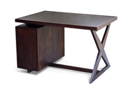 Set Sedia e Scrivania da Ufficio Moderna e Resistente con Struttura a X in Legno Massello e Cassettiera a 3 Cassetti per Uso Commerciale - Garanzia 1 Anno