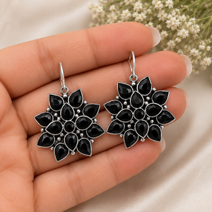 Hot Selling Antique Silver Plated Brass <b>Turquoise</b> Black Onyx Bezel Setting Bohemian <b>Stud</b> <b>Earrings</b> Women Party Gift Wholesale - Product Image 3