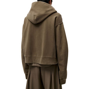 Sudadera con Capucha Premium de Algodón Orgánico con Cremallera y Pliegues, Unisex, de Felpa Francesa Gruesa, Estilo Urbano Relajado, Personalizable, para Otoño - Product Image 5