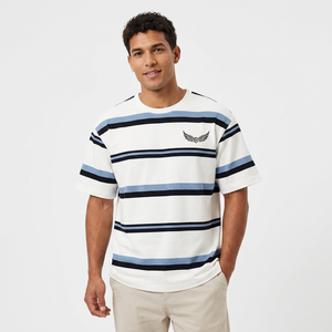 T-shirt à manches courtes pour homme, coton oversize, décontracté, col rond, logo brodé sur le devant - Product Image 4