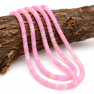 AAA Natural Ethiopian Pink <b>Opal</b> Faceted Rondelle Beads 4-7mm Welo Fire <b>Opal</b> 16 Inch Strand Jewelry Making Wholesale Price Model - Product Image 1