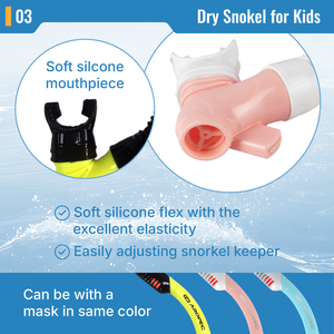 Aropec Kids Dry Snorkel avec embout buccal en silicone souple et tube flexible, attache facilement ajustable pour enfants - OEM/ODM/OBM - Product Image 4