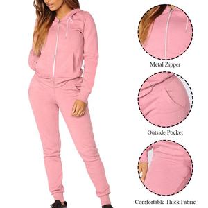 Conjunto de sudadera y pantalones deportivos para mujer, chándal grueso de terciopelo cálido, sudadera con cremallera, chándal de otoño e invierno, 2 piezas - Product Image 6