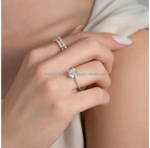 IGI/GIA Lab Grown Cut Diamond Vintage 14K Anillo de boda/compromiso amarillo Unisex Oro blanco fino para fiesta de aniversario-Worthy - Product Image 3