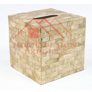 Cubierta para Caja de Pañuelos de Nácar Dorado, Cubo para Hotel y Restaurante, Cubierta para Caja de Pañuelos de Nácar - Product Image 1