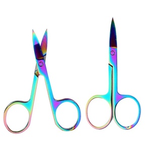 Ciseaux à cuticules Ryzer Studio Rainbow en acier inoxydable, pointe fine, manche rond, avec étui en cuir, pour la manucure à domicile et les outils de beauté - Product Image 1