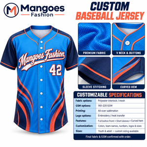 Camiseta de Béisbol Personalizada al por Mayor, Uniforme de Equipo Unisex con Botones y Manga Corta, Nombre, Número y Logotipo Personalizados, 100% Poliéster de Secado Rápido - Product Image 6