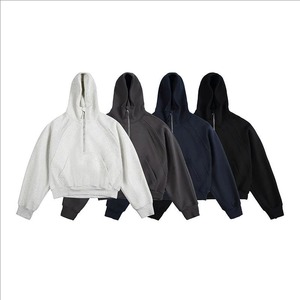 Sudadera con capucha con cremallera al por mayor, con logo personalizado, unisex, de alta calidad, de peso pesado, con cremallera completa y corte cropped, nueva. - Product Image 1