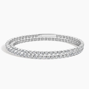 Pulsera de tenis de cristal de plata 925 con moissanita de corte brillante redondo de acero inoxidable, joyería clásica de boda para mujer - Product Image 1