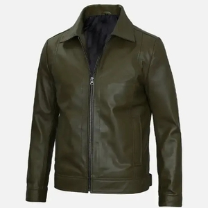 Chaqueta de Cuero para Hombre, Estilo Vintage, con Cierre, Chaqueta de Cuero Desgastado - Product Image 4
