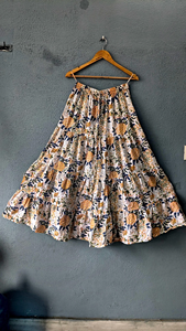 Indian Hand Block Printed Casual Women's Long <b>Skirt</b> Breathable <b>Elastic</b> <b>Waist</b> Nonwoven Weaving Method Gift For Her - Product Image 6