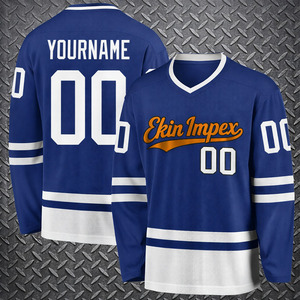 Maillot de hockey sur glace personnalisé de haute qualité en polyester, avec étiquettes privées, pour équipe, sublimation intégrale - Product Image 1