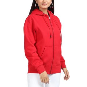 Haute qualité fermeture éclair coton Streetwear à capuche femmes pleine fermeture éclair à capuche à manches longues poches veste à capuche pour les femmes - Product Image 2