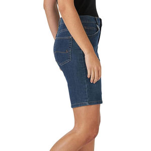 Shorts Bermuda en jean délavé foncé pour femme, taille haute, coupe droite, découpes sexy, décontracté, été, 100% coton, couleur unie, boutonné - Product Image 2