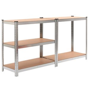 10 étagères de garage robustes à 5 niveaux en acier argenté et bois composite – Solution de rangement de qualité supérieure - Product Image 2