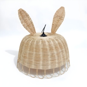 Adorable lámpara colgante de ratán con forma de conejo, pantalla de lámpara para niños, precio competitivo - Product Image 5