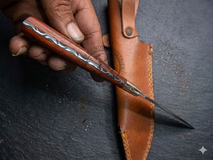 Personalized Custom Handmade Copper Damascus Steel Chef <b>Knife</b> with Rosewood Handle 8" Blade Ambidextrous Design Extra <b>Sharp</b> - Product Image 5