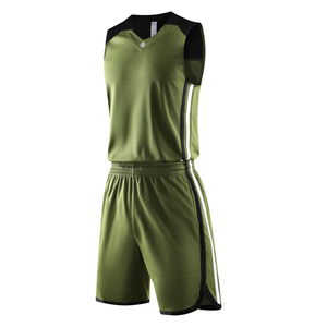 Conjunto de Camiseta de Baloncesto con Rayas Verde Oliva para Hombre, Uniforme Deportivo Transpirable sin Mangas, Pantalones Cortos Deportivos de Secado Rápido, Diseño para Entrenamiento - Product Image 1
