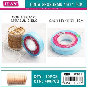 Nastro Grosgrain Ilan 15Y 1,5 cm Blu Cielo per Artigianato - Product Image 3