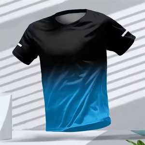 Camiseta Deportiva de Tenis para Hombre, Cuello Redondo, Manga Corta, Color Degradado, Absorbe la Humedad, Ajuste Atlético, 100% Poliéster - Product Image 6