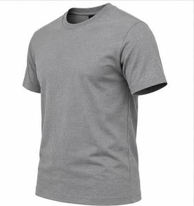 T-shirt gris à manches courtes et col rond pour homme, coupe classique, couleur unie, 100 % coton jersey tricoté, design uni, respirant à l'avant - Product Image 2