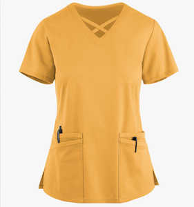 Combinaison médicale bleue pour femmes, manches courtes, col moderne, uniforme d'infirmière une pièce avec cordon de serrage à la taille, confortable - Product Image 2