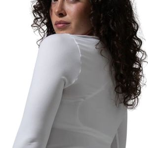 Camiseta de Compresión de Manga Larga Blanca para Mujer, para Gimnasio, Fitness, Yoga, Entrenamiento, Ropa Deportiva Transpirable - Product Image 5