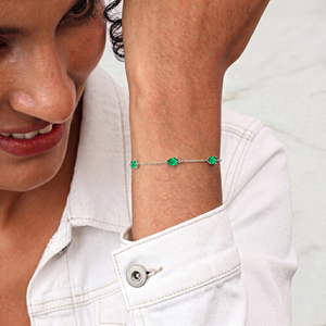 <b>Emerald</b> Chain Pear Bracelet Gold Plated Handmade Gemstone Jewelry for Women Perfect Gift by Goodstone Jewels - Product Image 5