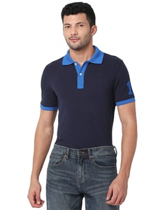 T-shirt de golf bleu personnalisé pour homme – Maillot ajusté de haute qualité avec logo imprimé numériquement, respirant, à manches courtes, couleur unie - Product Image 2