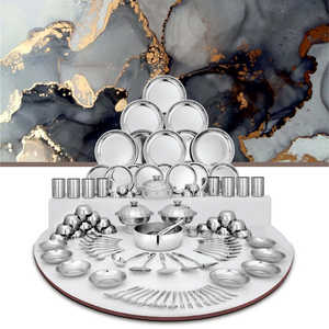 Délicieux ensemble de vaisselle en acier inoxydable pour 8 personnes 101 pièces pour le confort des repas en famille - Product Image 1