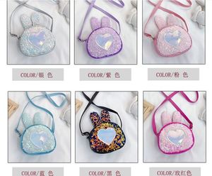 New stylish and <b>cute</b> mini glitter PU heart-shaped rainbow children's <b>purse</b> - Product Image 1