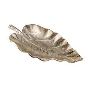 Modern Artisan Crafted Silver Leaf Platter Sleek Metal Botanical Serving Tray Contemporary Decorative Catchall Dish for Decor - Product Image 5