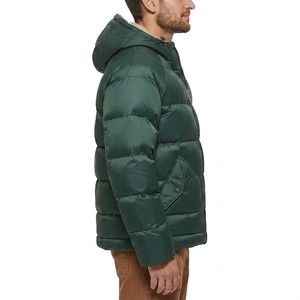 Men's Dark Green Hooded Puffer Jacket Heavyweight Winter Insulated Full Zip <b>Bubble</b> <b>Coat</b> Outdoor Streetwear Fashion - Product Image 3