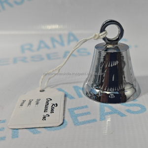 Cloche suspendue en laiton finition argentée élégante, design traditionnel et moderne pour la maison, mur, porte, article cadeau, disponible en différentes tailles - Product Image 4