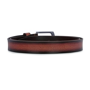 Cinturón Casual de Cuero Marrón de Grano Completo Hecho a Mano, de Última Tendencia, para Hombre, Ajustable, con Hebilla de Latón Plateado Mate - Product Image 1