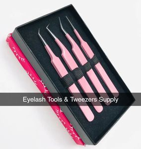 Ensemble de pinces professionnelles pour extensions de cils avec étui, pinces en acier inoxydable allemand, pinces d'isolation pour volume - Product Image 4