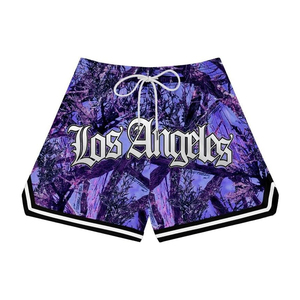 Men's Casual <b>Lace</b> Quick Dry Breathable Eco-Friendly Mesh Sports Shorts with <b>Elastic</b> Waist 100% Polyester - Product Image 1